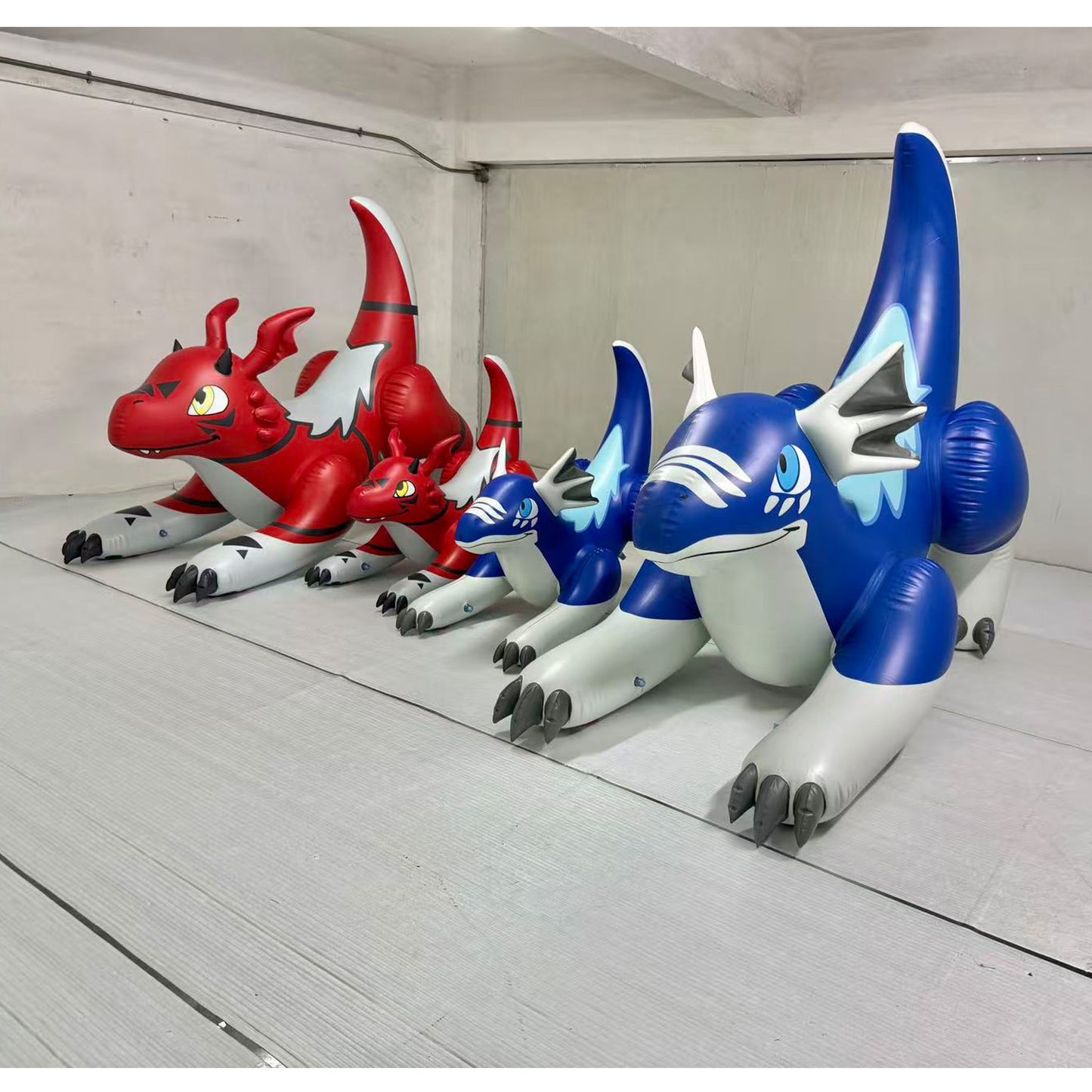 84" & 48" Long Blue & Red Dragon 4-pk
