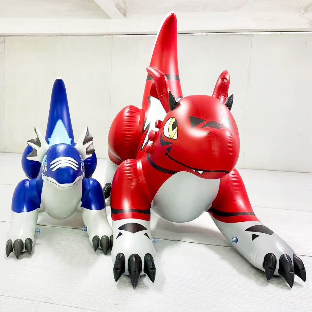 84" Red and 48" Blue Dragon Inflatable Combo. by Jet Creations