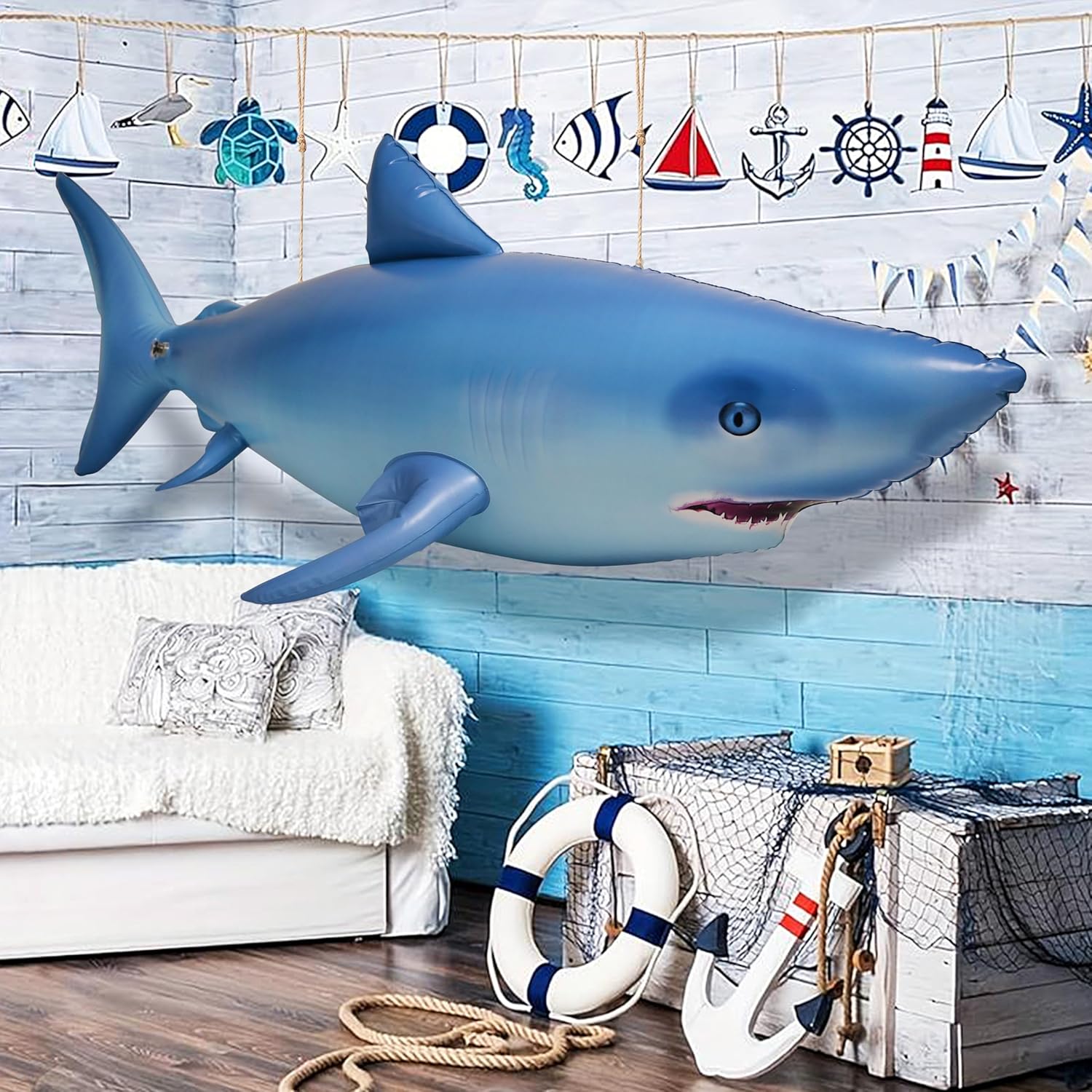 Jet Creations JC-SHARKY4 24-Inch Inflatable Shark Stuffed Animal Toy (4-Pack, New)