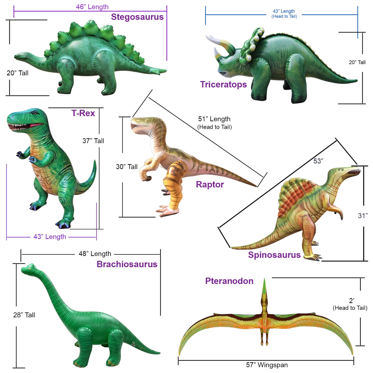 Dinosaur Collection Trex Brachiosaurus Triceratops Raptor and other Dinosaurs 7 piece, [JC-DINO7]