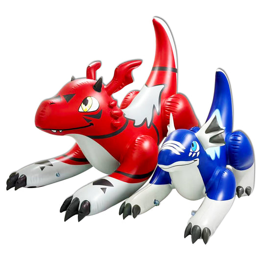 84" Red and 48" Blue Dragon Inflatable Combo. by Jet Creations