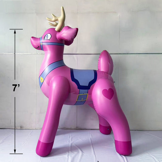 7' Tall Blitzen Pink Buckey Deer