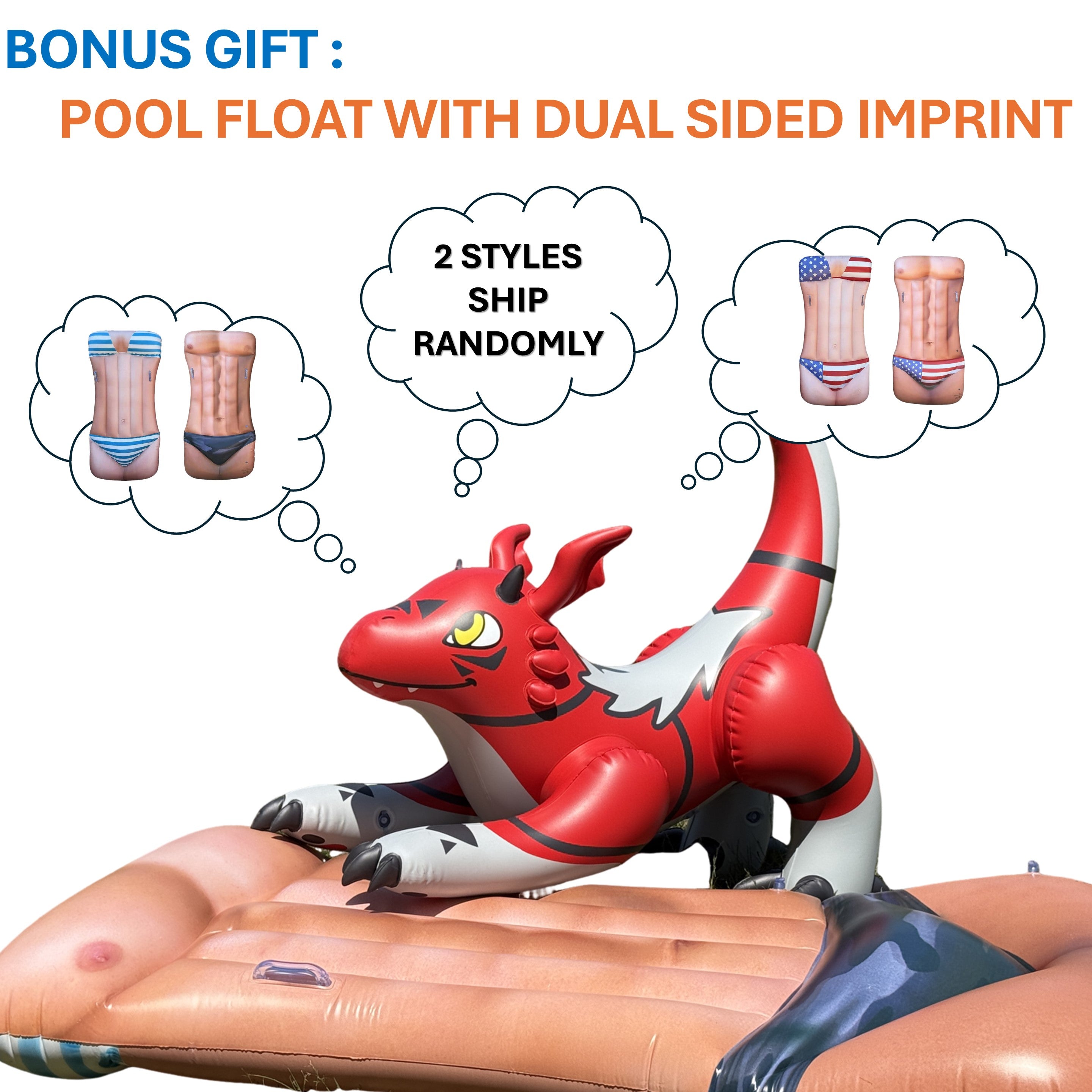 Limited Quantity Special Run: 48" Long Red Dragon + FREE Pool Float