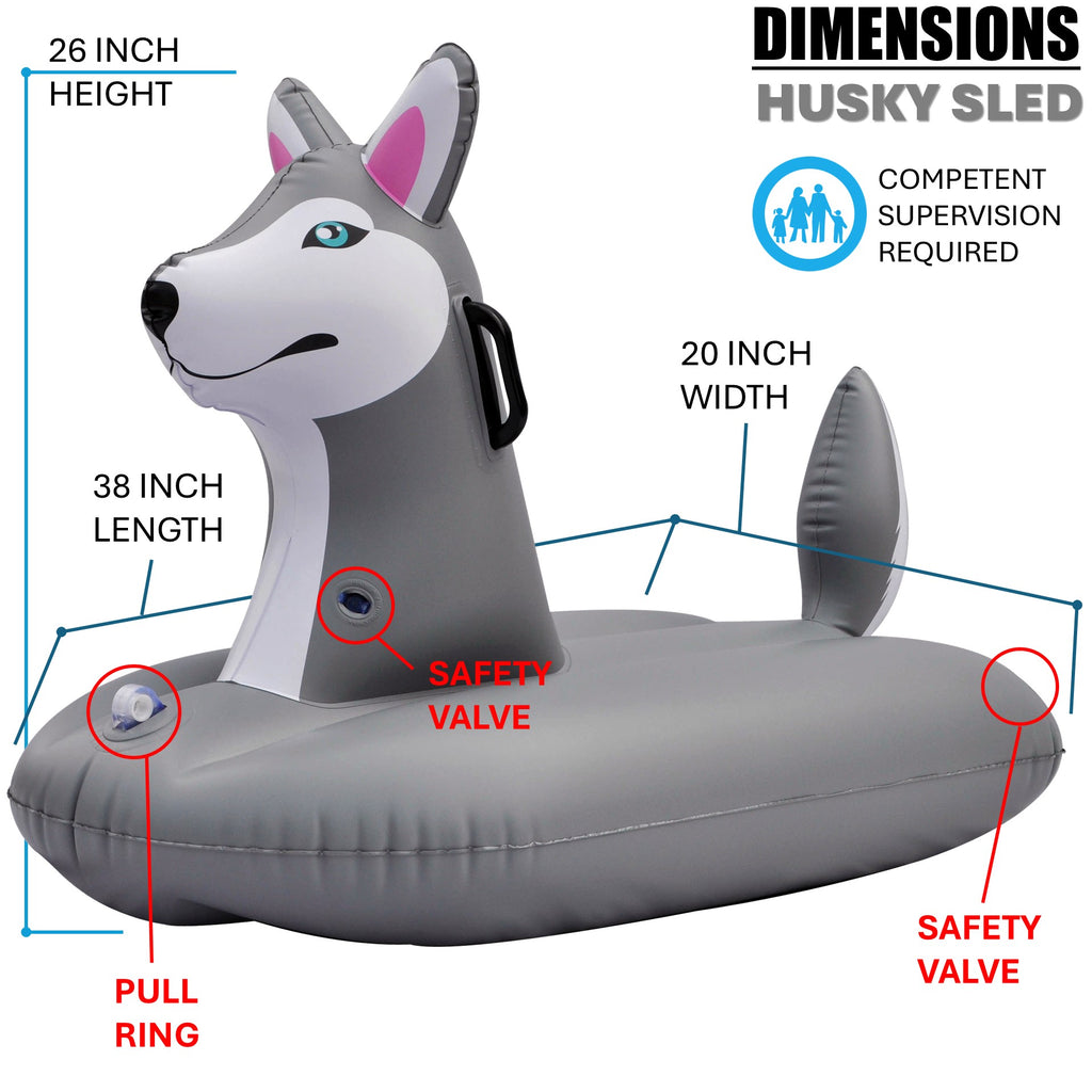 🛷 Aurora Husky Ride-On Float, 38 INCH LONG [FUN-HUSKY38W]