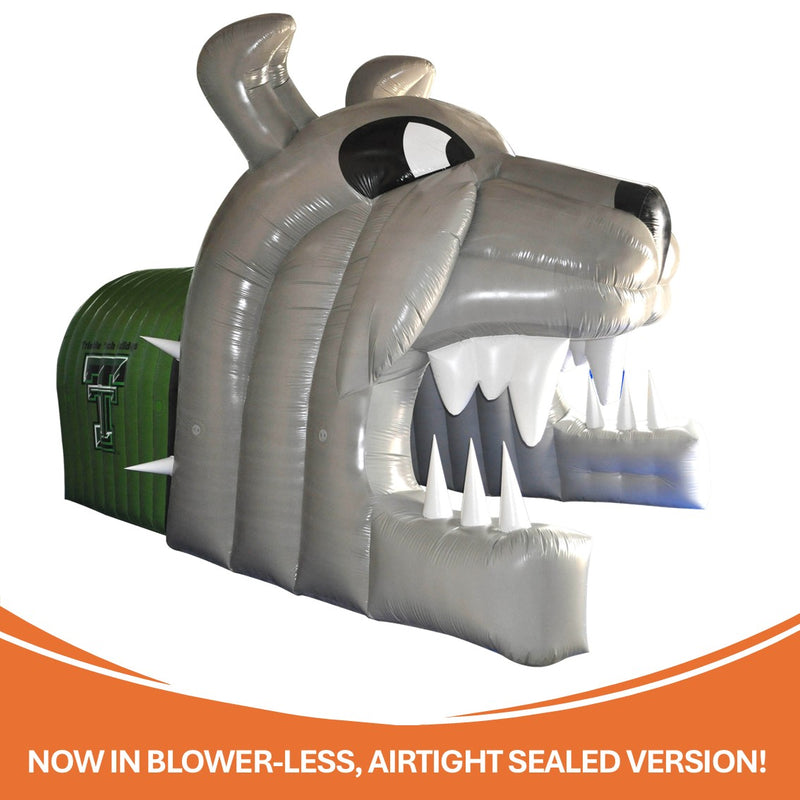 Inflatable dog-themed tunnel, available now in airtight sealed version. by Jet Creations