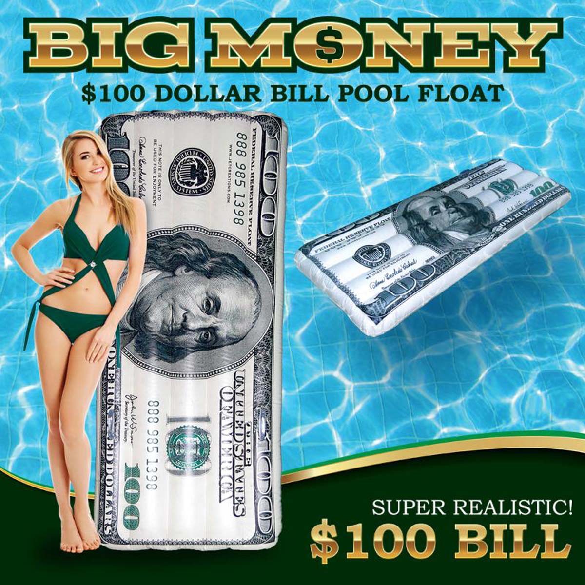 FUN-USD100 72inch Hundred Dollar Pool Float _Model