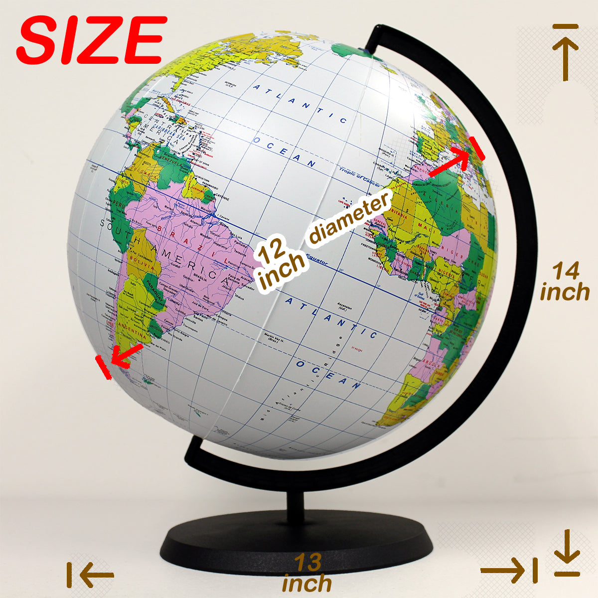 Inflatable Deluxe Inflatable Desktop Globe with stand, 12 inch [GTO-12GOBX], Jet Creations
