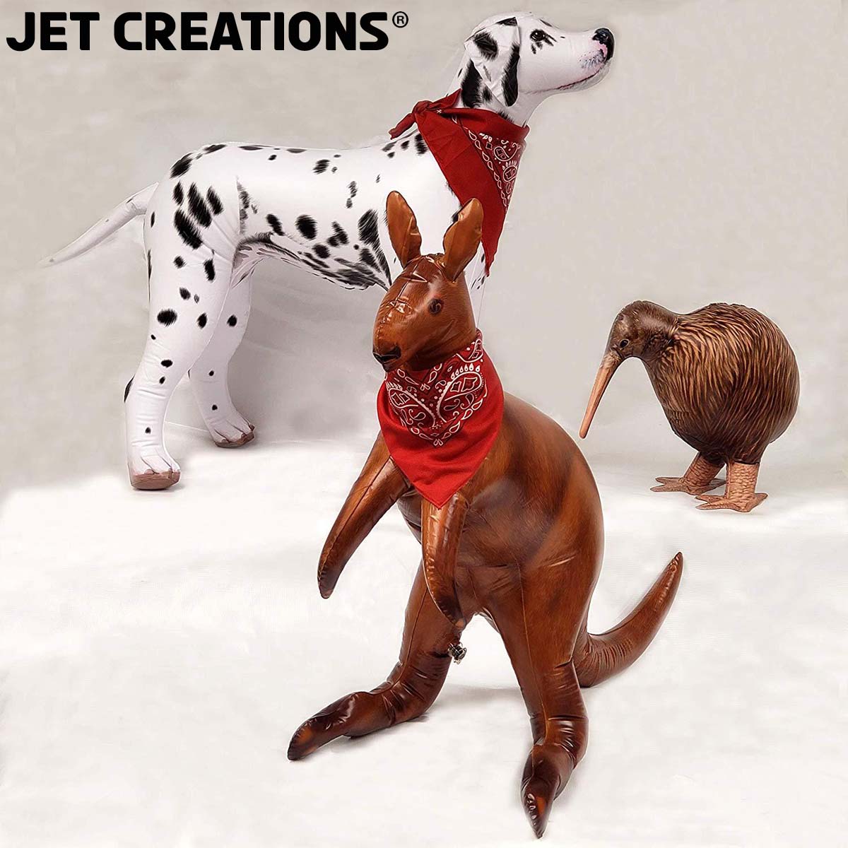 JC-A0108 3pcs Animals Bundle Dalmatian Dog, Kangaroo, Kiwi Bird